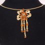 YZ2002 TOPAZ CRYSTAL FLOWER NECKLACE + MATCHING EARRINGS