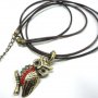 YZ1071 rhinestone Bronze owl Necklace