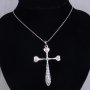 YZ2004 Clear Crystal Sweetheart Cross Pendant Necklace