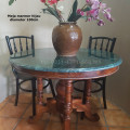 Meja marmer hijau antik diameter 100cm