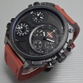 Jam Tangan Harley Davidson Tripel Time Tali Kulit ( Model Expedition )