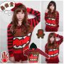 JKLN12 - Jaket Domo Red Stripe Black 