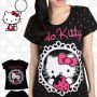STHK155 - Setelan Hello Kitty Frame Polkadot Black 
