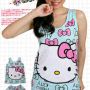 STHK156 - Setelan Tanktop Hello Kitty Full Print Ribbon Blue 