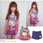 STHK176 - Setelan Tanktop Hello Kitty Ribbon How R U