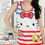 STHK182 - Setelan Tanktop Hello Kitty Ribbon Stripe Blue Red 