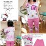 STHK216 - Setelan Celana Selutut Hello Kitty Pink Ribbon Dot 