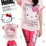 STHK221 - Setelan Legging Hello Kitty Stripe Pink Spandex 