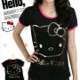STHK223 - Setelan Celana Pendek Hello Kitty Black Foil 