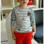 STKDL29 - Setelan Kids Stripe With Red Pant + Bros Bordir 