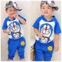 STKDL76 - Setelan Anak Doraemon Cute Blue White