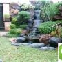 Jasa Pembuatan Taman, Air Terjun Minimalis, Saung Bambu / Gazebo Kayu Kelapa