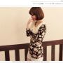 Baju Korea Style : Black Flower Blouse