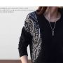 Baju Korea Style : Black Leopard Blouse