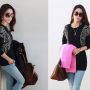 Baju Korea Style : Black Leopard Blouse