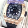 Richard Mille RM010 RoseGold List Black Rubber Swiss ETA Best Version