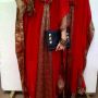 Gamis Kaftan list Songket Merah