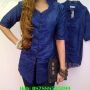 top satin bella biru navy