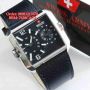 Swiss Army SA1046 Leather Silver Plat Black 