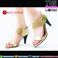 Sepatu High Heels Wanita Import - Red Wine BAT-1253 Gold