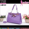 Tas Fashion Wanita - Purple Chain Rhombus Ribbon Bag