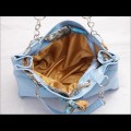 Tas Fashion Wanita - Blue Chain Rhombus Ribbon Bag