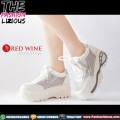 Sepatu Wanita Import Premium - Red Wine B1509 White & Silver