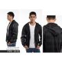 Hoodie Jacket With Faux Leather Sleeves