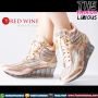 Sepatu Wedges Wanita Import - Red Wine YF309-2 Gold Khaki