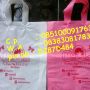 shopping bag plastik las /shoft handle  sablon