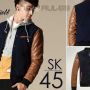Brown Combined Classic Baseball Korean Style Jacket