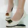 Flatshoes White Brukat (Aundy Shoes)