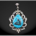 Perhiasan Antik Pirus Biru Persia TOP - PS 006