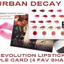 URBAN DECAY - REVOLUTION LIPSTICK SAMPLE CARD: