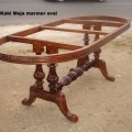 meja makan oval, marmer hijou import