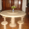 Meja marmer antik dm 140cm plus puteran tengah 60cm plus 4pc stool