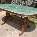 Meja makan marmer hijau oval ukuran 90x170cm