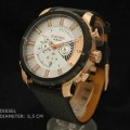 Diesel 67342 Rosegold White-Dial Black Leather