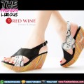 Sepatu Wedges Wanita Import - Red Wine BK228 Black