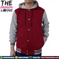 Jaket Button Polos Stylish - Red Grey