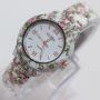 Jam Tangan Guess Flower hijau putih